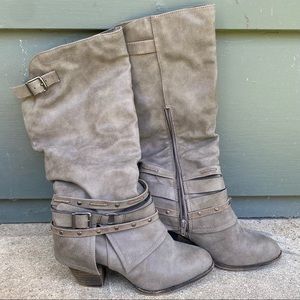 Jellypop Havana Grey Knee High Boots with Zip Up